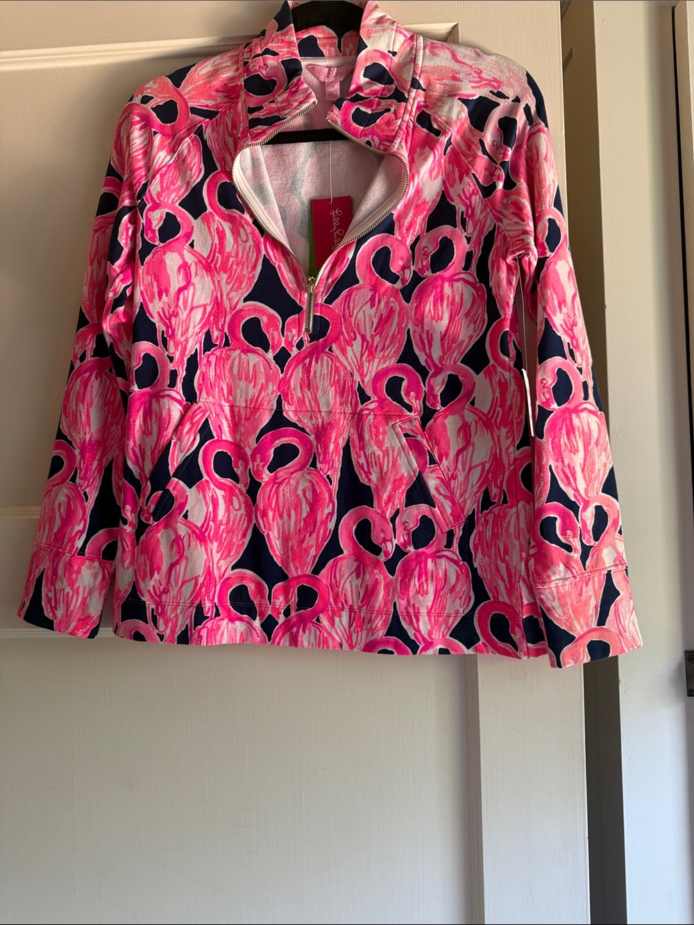 Lilly Pulitzer Hot Pink & Navy Printed Pullover Jacket